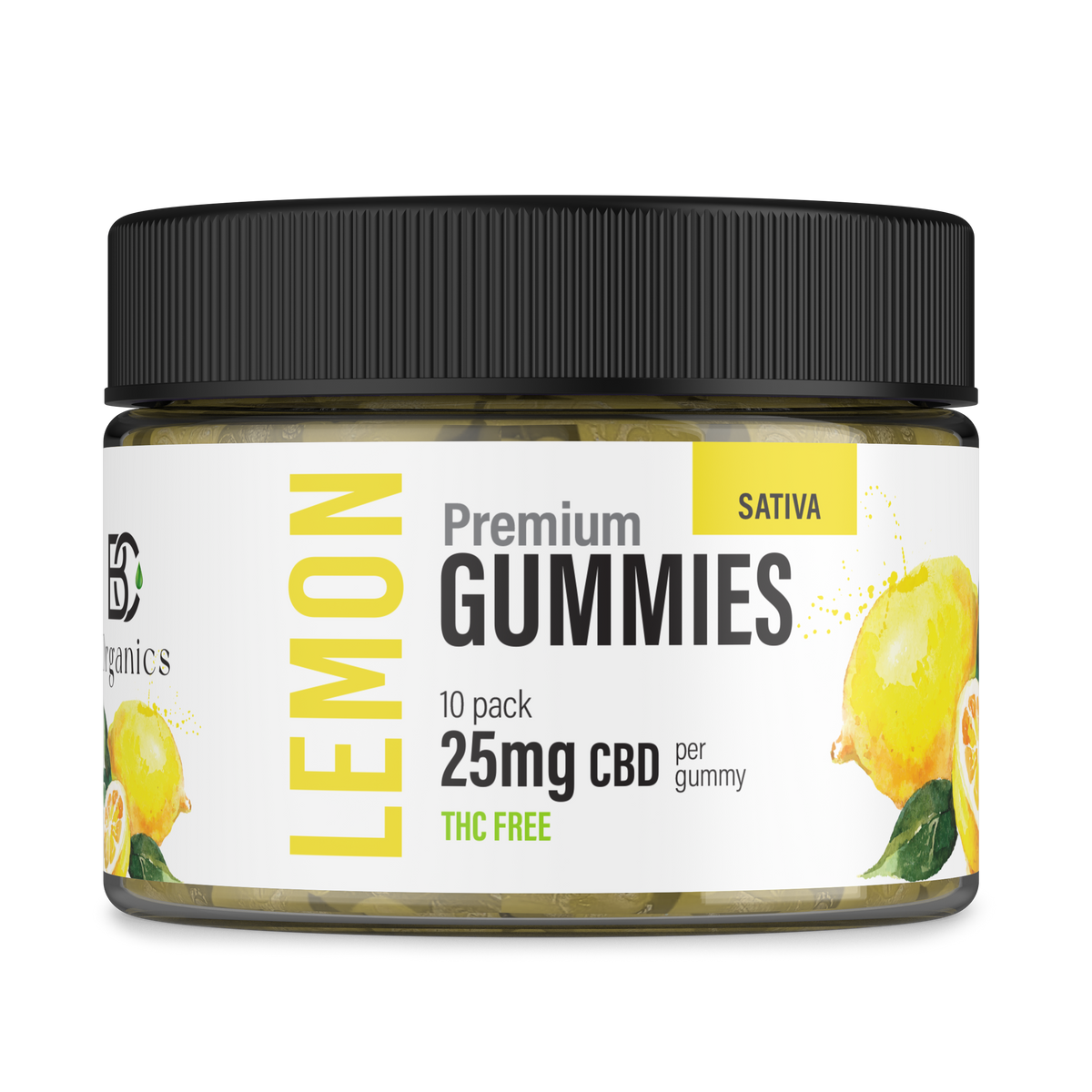 THC-Free Lemon Gummies - 25mg CBD (10 or 30 Count)