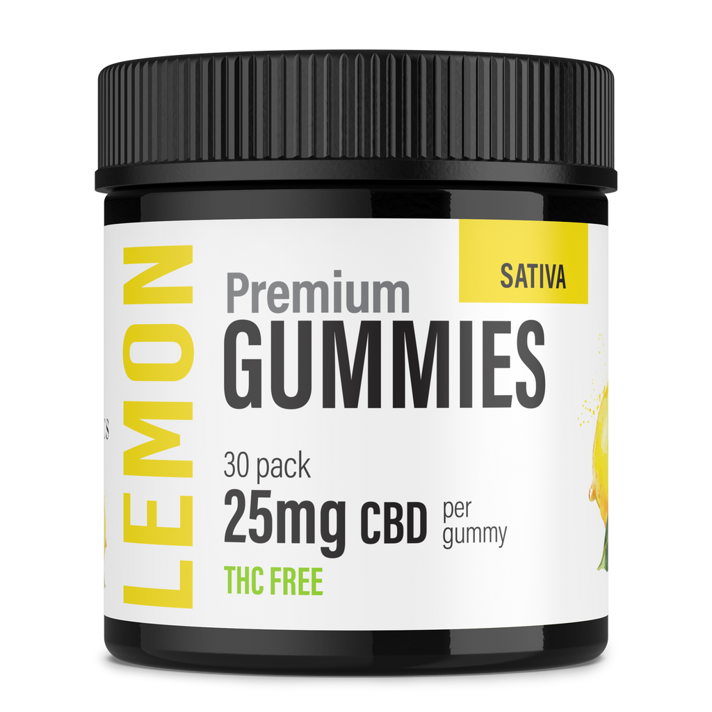 THC-Free Lemon Gummies - 25mg CBD (10 or 30 Count) - BC Organics