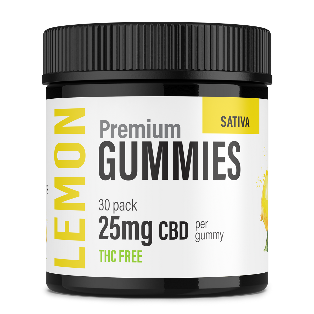 THC-Free Lemon Gummies - 25mg CBD (10 or 30 Count)